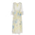 Silk Hand Marbled Gather Dress - Yellow & Blue