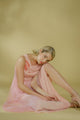 Silk Hand Marbled Cut Out Dress - Pink